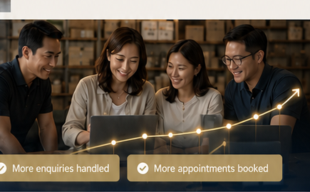A team reviewing sales growth from an AI Sales Team